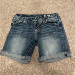Miss Me Embroidered Pocket Denim Shorts